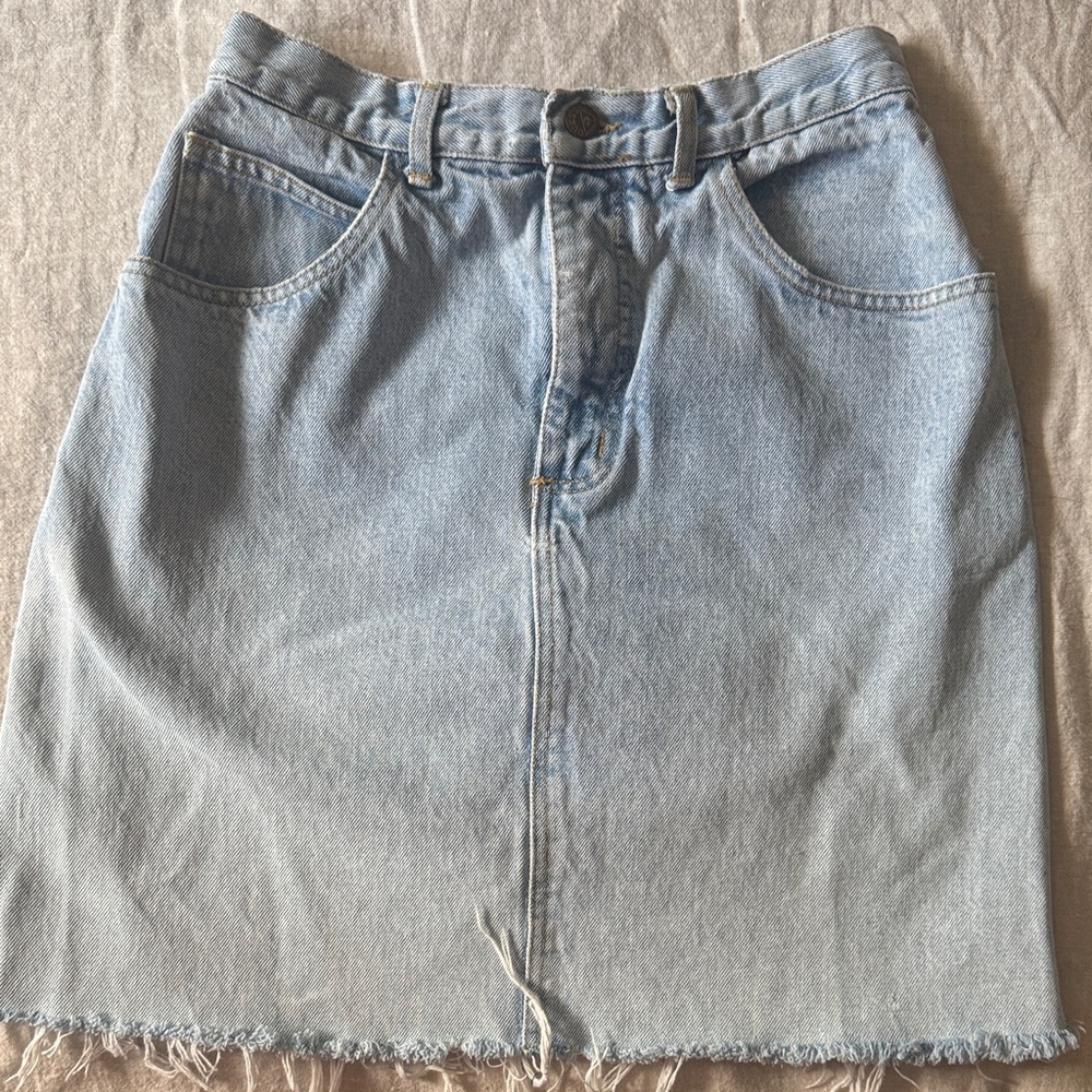 80s Vintage Guess Light Blue Denim Mini Skirt